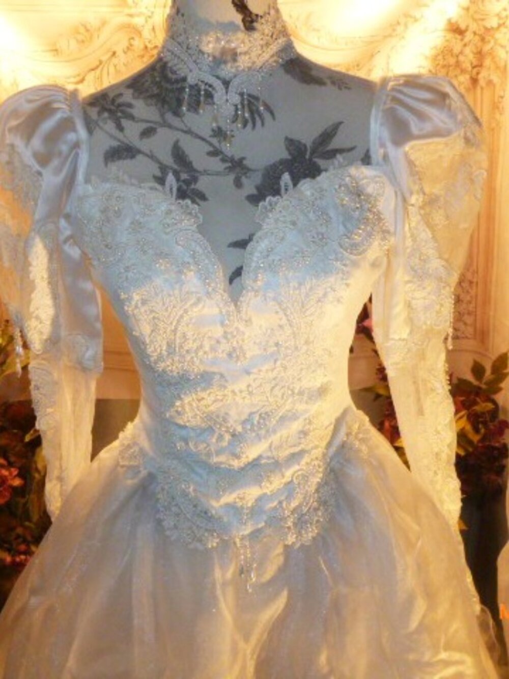 White "fluffy" wedding gown